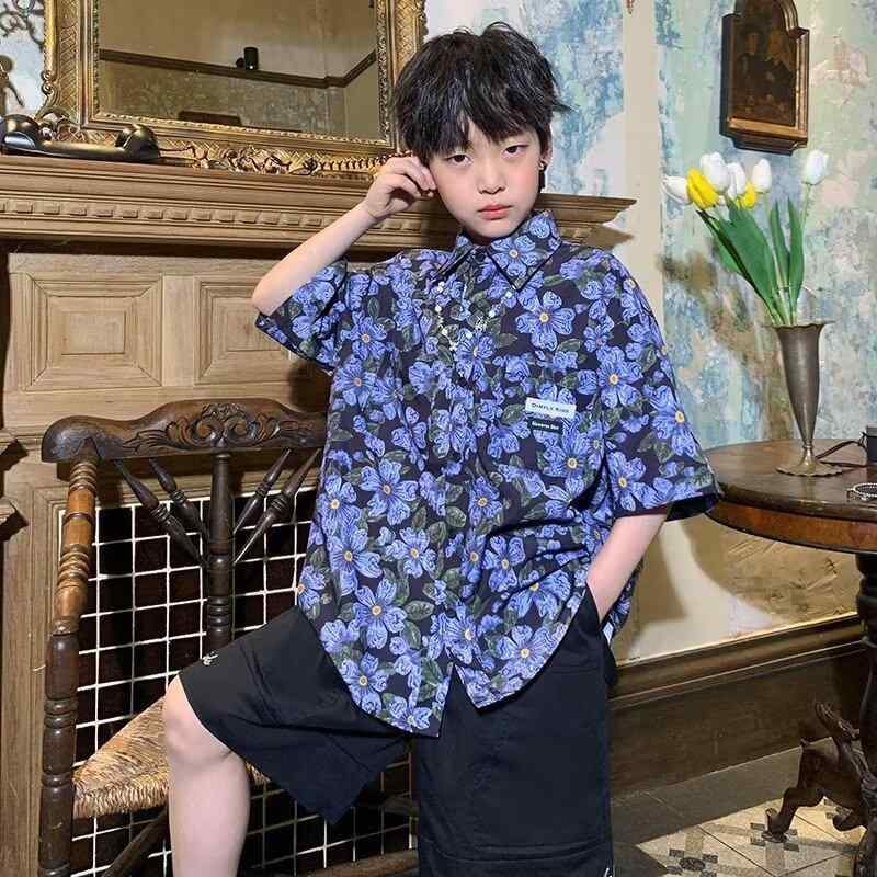 シャツ 男の子 半袖 子供服 薄手 小花柄 リゾート風 夏服 トップス 120cm 130cm 140cm 150cm 160cm 170..