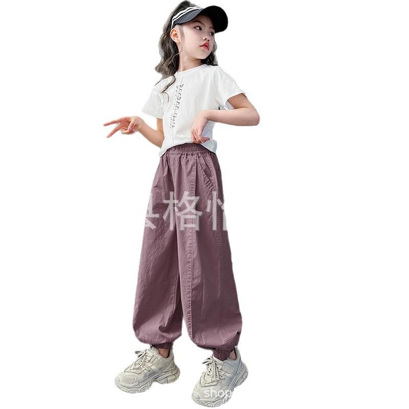 キッズ パンツ 女の子 夏用 韓国風 ゆったり 蚊よけ ランタンパンツ 長ズボン 120cm 130cm 140cm 150cm 160cm 170cm ピンク系 紫色 綿100%