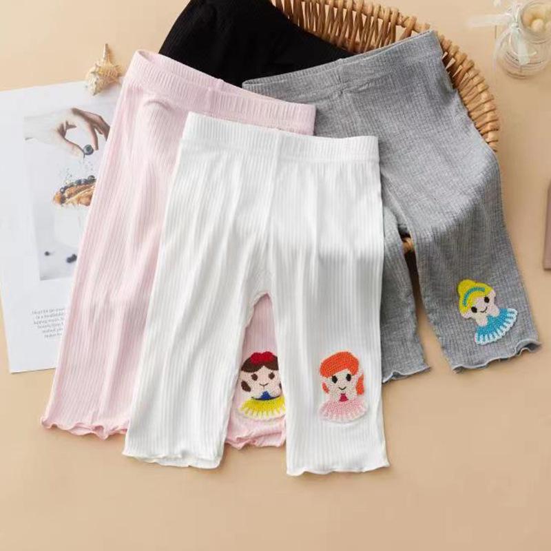 子供服レギンス ガールズ ベビー ピンク系 カジュアルパンツ 5分丈 モーダル混紡 春秋 中小サイズ