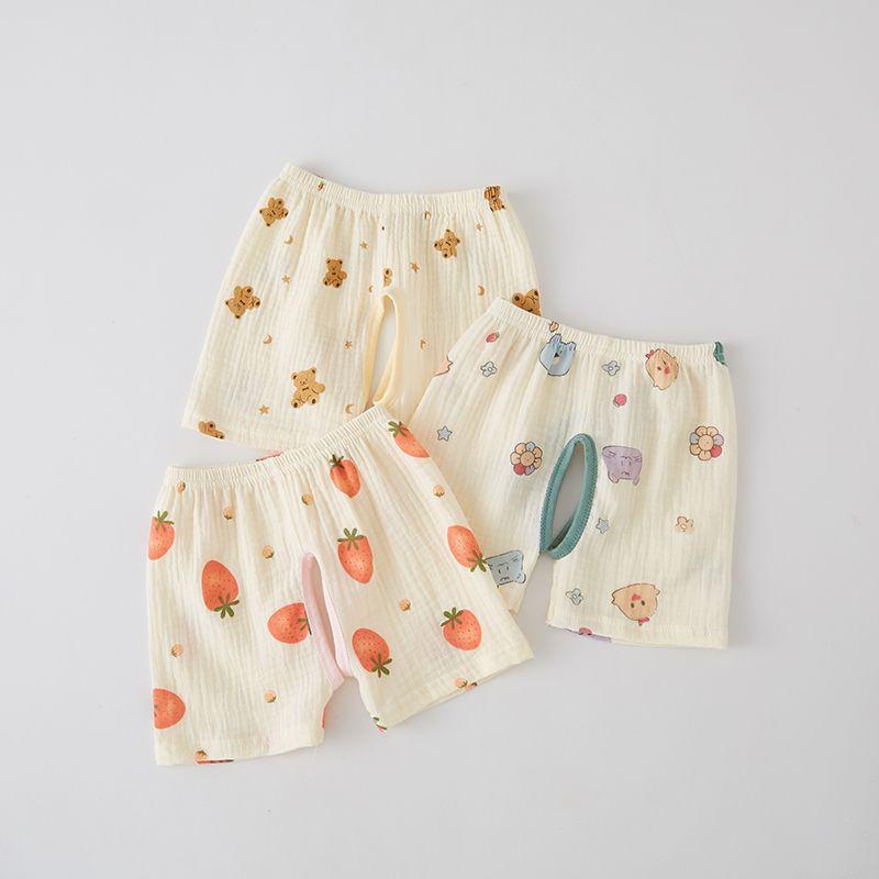 ベビー服 開きパンツ コットン 短パン 薄手 夏 男女兼用 赤ちゃん 幼児 子供 パジャマ 部屋着 恐竜柄 うさぎ柄 星柄 月柄 くま柄 いちご柄 73 80 90 100