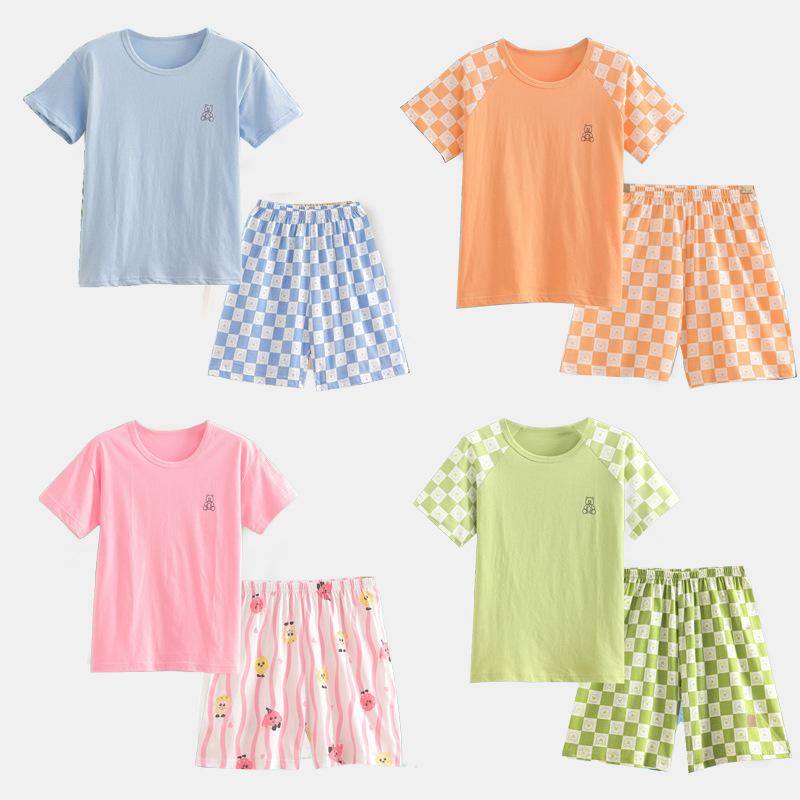 子供用半袖Tシャツ ショートパンツ 上下セット 薄手 男の子 女の子 ベビー服 綿100％ パジャマ 普段着 部屋着 キャンディカラー 80 90 100 110 120