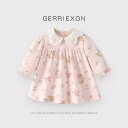 ワンピース 女の子 春秋 ベビー服 チュニック Aライン プリンセス風 長袖 コットン ピンク系 ウサギ柄 花柄 70 80 90 100