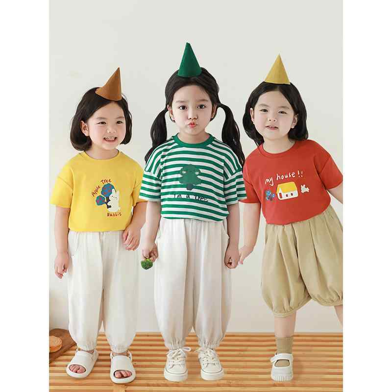 子供用Tシャツ サロペット セットアップ 女の子 ストライプ トップス パンツ 夏 綿95％ かわいい カジュアル 普段着 80cm 90cm 100cm 110cm 120cm 130cm