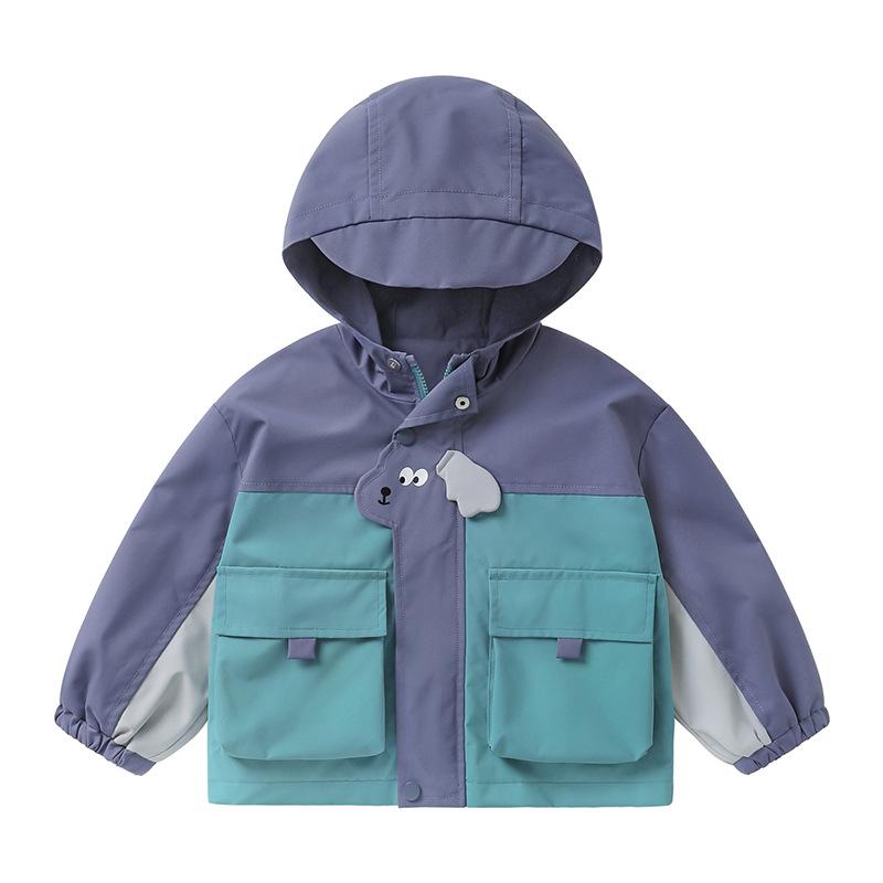 キッズ アウター ジャケット 男の子 秋物 子供服 ベビー服 トドラー 上着 カジュアル 長袖 撥水 防風 ポリエステル カートゥーン 配色 90cm 100c...