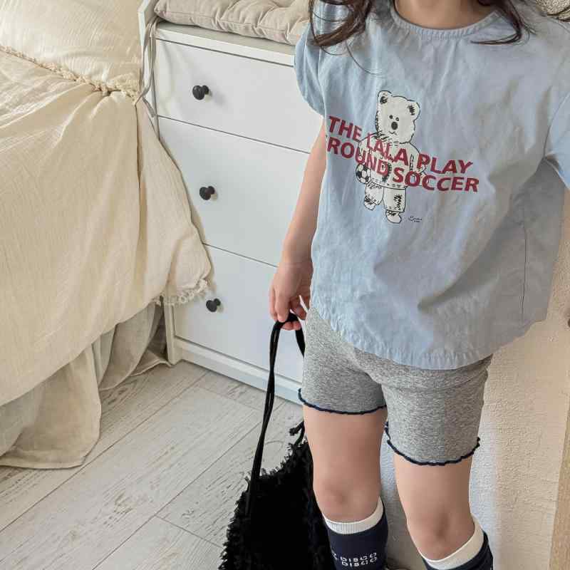 シャツ キッズ 女の子 半袖 水洗綿 ラウンドネック ブラウス トップス 子供服 カトゥーン プリント かわいい ブルー 深グレー 80cm 90cm 100cm 110cm 120cm 130cm(x2)