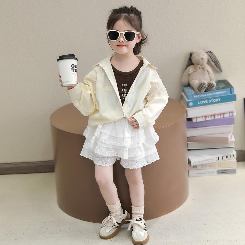 子供用セットアップ シャツ ベスト スカート 女の子 夏服 3点セット 紫外線対策 普段使い かわいい 100 110 120 130 140 薄手 長袖 3歳 4歳 5歳 6歳 7歳 8歳