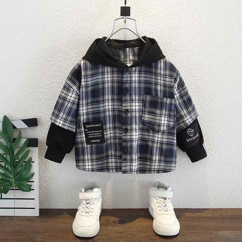 子供用シャツ 男の子 格子柄 コットン 長袖シャツ ジャケット 春秋 100cm 110cm 120cm 130cm 140cm ブルー