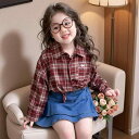 シャツ キッズ 女の子 子供服 春秋 チェック柄 綿 長袖 ブラウス 90cm 100cm 110cm 120cm 130cm 140cm かわいい レトロ 韓...