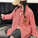 シャツ 女の子 春秋 格子柄 韓国風 子供服 長袖 トップス アウター 赤色 普段着 120cm 130cm 140cm 150cm 160cm 170cm(x...