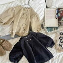 シャツ 子供服 女の子 韓国風 コーデュロイ トップス 春秋 春物 秋物 長袖 チェック 無地 かわいい おしゃれ カーキ色 ダークグレー 80cm 90cm ...