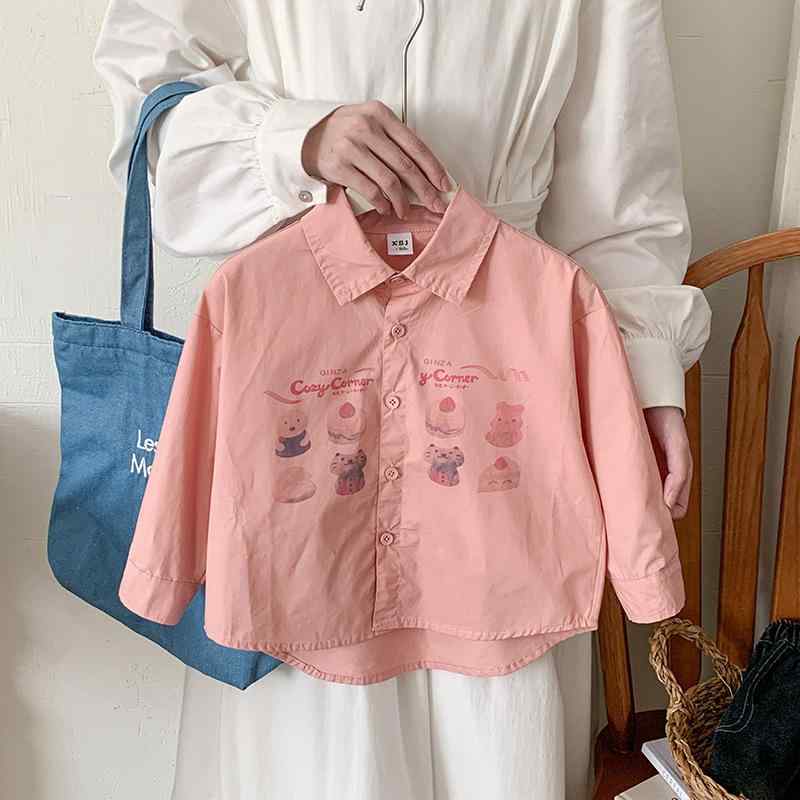 シャツ キッズ 長袖 春秋 男女兼用 子供服 トップス かわいい カートーン柄 柔らかい 綿 ピンク系 90 100 110 120 130 140