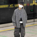 シャツ キッズ 長袖 チェック柄 コットン 春秋 韓国風 子供服 100cm 110cm 120cm 130cm 140cm 150cm ブラック(x3)