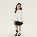 シャツ ガールズ 子供服 トップス 春秋 長袖 丸首 パフスリーブ ギャザー かわいい おしゃれ 白 ホワイト 90 100 110 120 130 140 1...