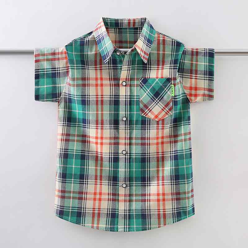 シャツ 男の子 子供服 半袖 春夏 コットン 格子柄 120cm 130cm 140cm 150cm 160cm 170cm