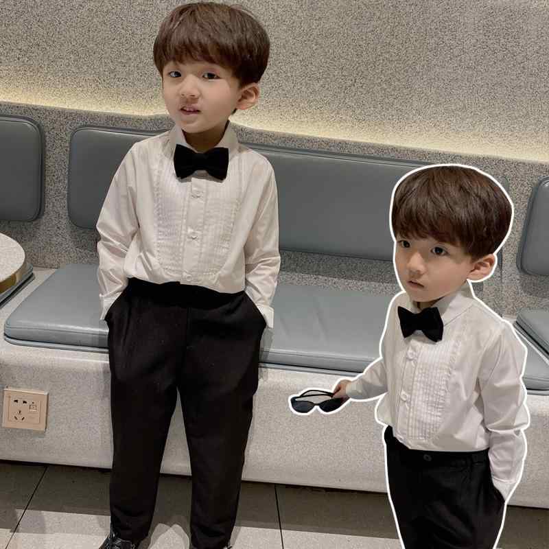 シャツ キッズ 男の子 長袖 韓国風 モノトーン 襟付き トップス 子供服 普段着 おしゃれ着 ポリエステル