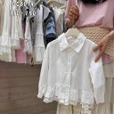 子供服 シャツ ガールズ レース 花柄 コットン 長袖 春秋 かわいい 110cm 120cm 130cm 140cm 150cm 発表会 普段着 ブラック系(...