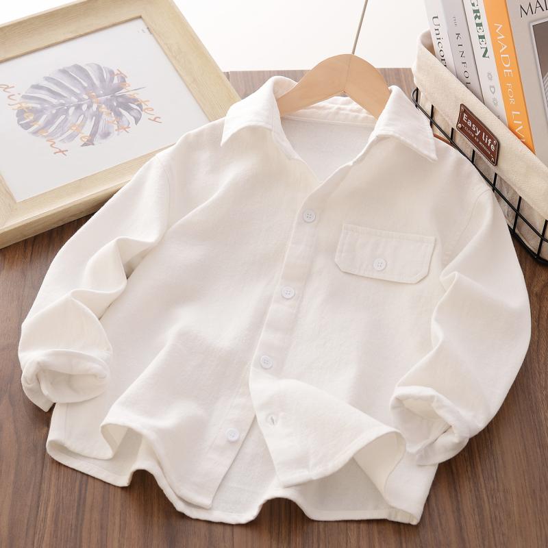 シャツ キッズ 男女児兼用 子供用 春夏 薄手 綿 長袖 冷房対策 日焼け止め 韓国風 白 110cm 120cm 130cm 140cm 150cm 160cm 170cm