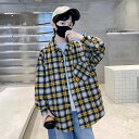 シャツ キッズ 子供服 長袖 チェック柄 トップス 韓国風 ゆったり 柔らかい コットン 黄色 120 130 140 150 160 170cm 春秋(x2)