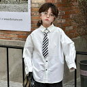 シャツ キッズ 男の子 春物 トップス 長袖 白 120cm 130cm 140cm 150cm 160cm 170cm 綿95%(x2)