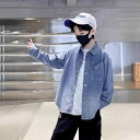 シャツ キッズ 男の子 デニム 長袖 春秋 中大童 ボーイズ カジュアル 140cm 150cm 160cm 170cm(x2)