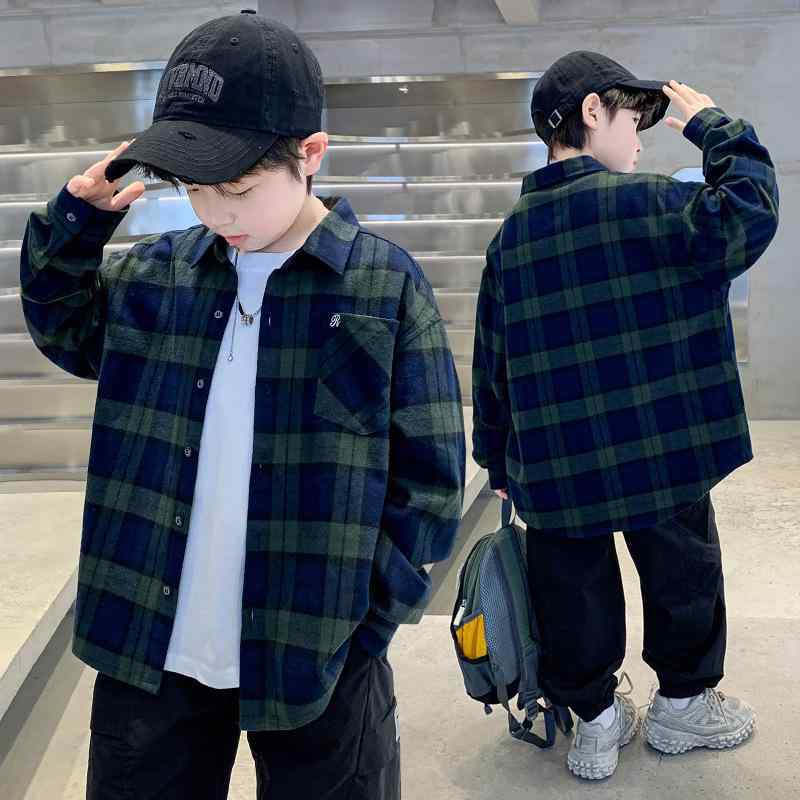 シャツ キッズ 男の子 長袖 格子柄 春秋 トップス カジュアル 綿100% 120cm 130cm 140cm 150cm 160cm 1..