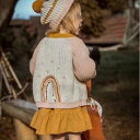 ニット セットアップ ガールズ 子供服 秋冬 長袖 カーディガン ストライプ コットン かわいい 上下セット 帽子付き(x2)