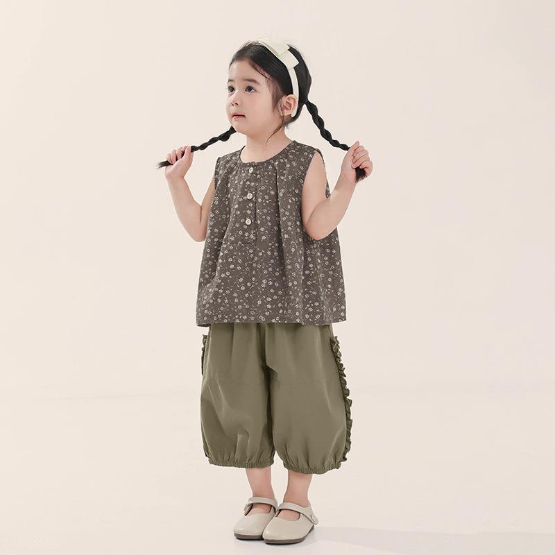 シャツ キッズ 女の子 トップス 子供服 ノースリーブ 花柄 コットン100% ブラウス カットソー 普段着 ..