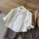 シャツ キッズ 長袖 韓国風 カジュアル ゆったり 春秋 綿100% かわいい 襟付き トップス ブラウス 子供服 男の子 女の子 ホワイト ベージュ(x5)