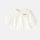 シャツ ガールズ 子供服 トップス 春秋 長袖 綿100% 白 ブラウス 80 90 100 110 120