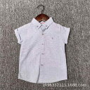 シャツ キッズ 男の子 1歳 2歳 3歳 4歳 5歳 6歳 綿麻 半袖 立襟 ストライプ 薄手 夏 普段着 部屋着 カジュアル(x6)