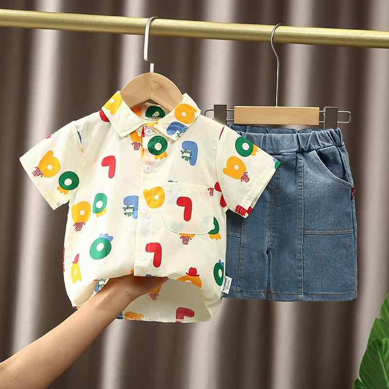 シャツ 子供服 春夏 長袖 かわいい 韓国 カトゥーン柄 ベビー服 トップス 男の子 女の子 綿 通園 通学 普段着 アラBセット 車セット 恐竜セット(x2)