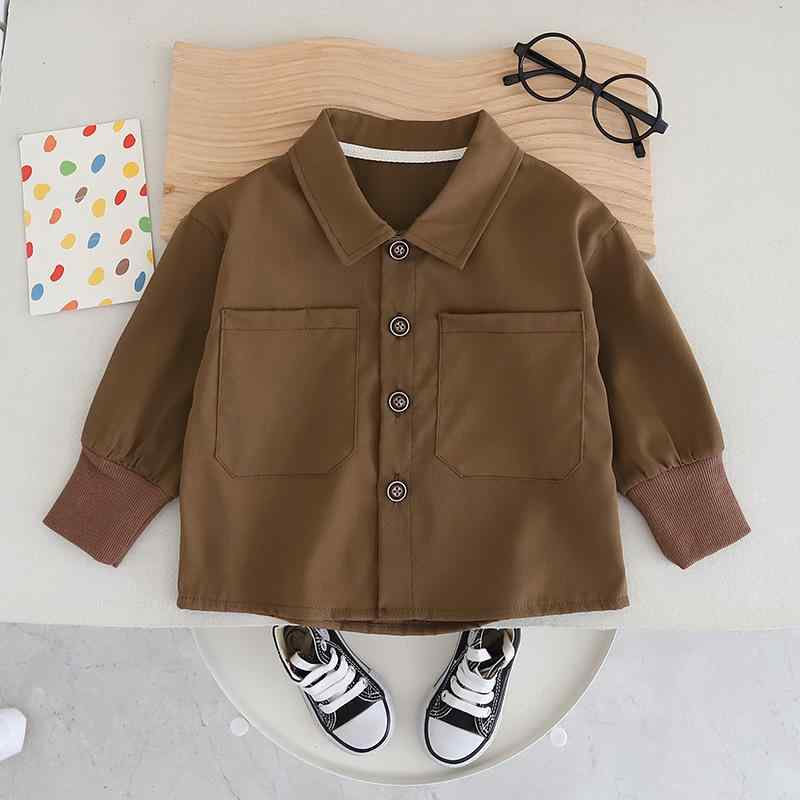 子供服 男の子 シャツ 長袖 無地 コットン 秋 80cm 90cm 100cm 110cm 120cm