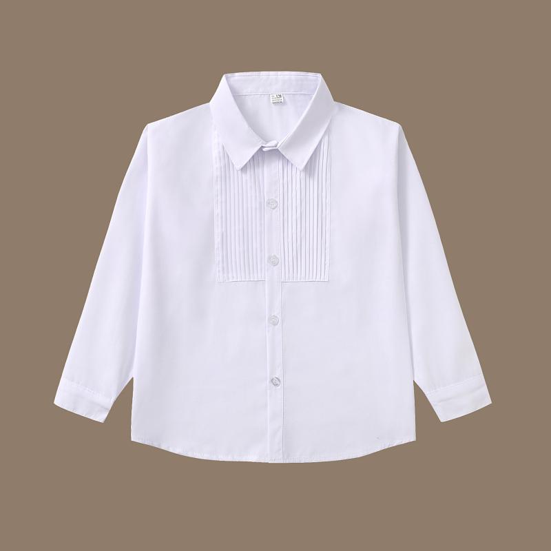 シャツ キッズ 白シャツ 男女兼用 子供服 トップス 長袖 半袖 リンクコーデ 縮みにくい 抗シワ 綿混紡 ..