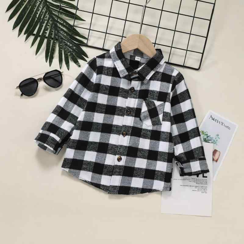 シャツ キッズ 男の子 長袖 格子柄 襟付き トップス カジュアル 普段使い ポリエステル 春秋 80 90 100..