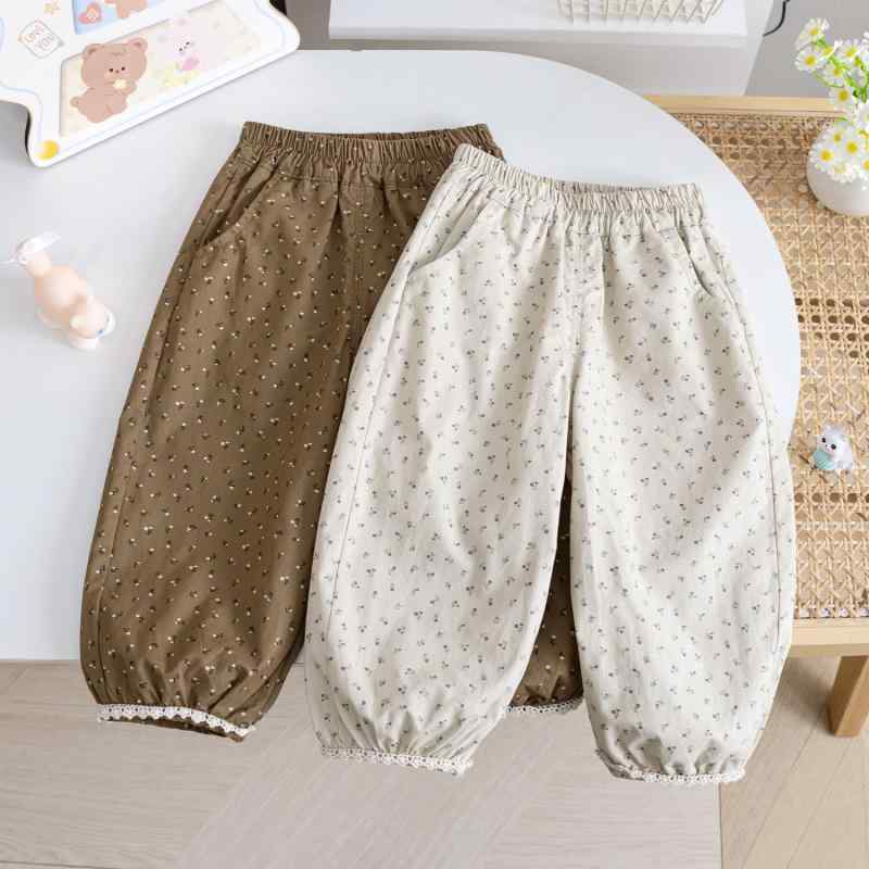 キッズ パンツ 女児 夏物 防蚊 ズボン ベビー服 花柄 ランタンパンツ 裾絞りパンツ 女の子 子供服 薄手..