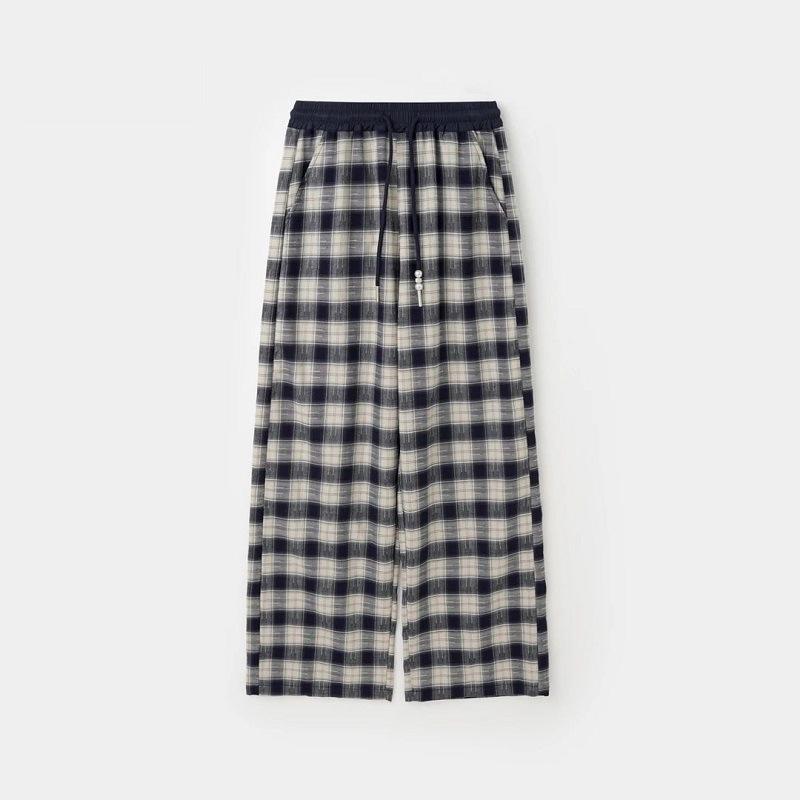 パンツ ガールズ 接触冷感 格子柄 ズボン 子供服 女の子 ワイドレッグパンツ ポリエステル イージーパ..