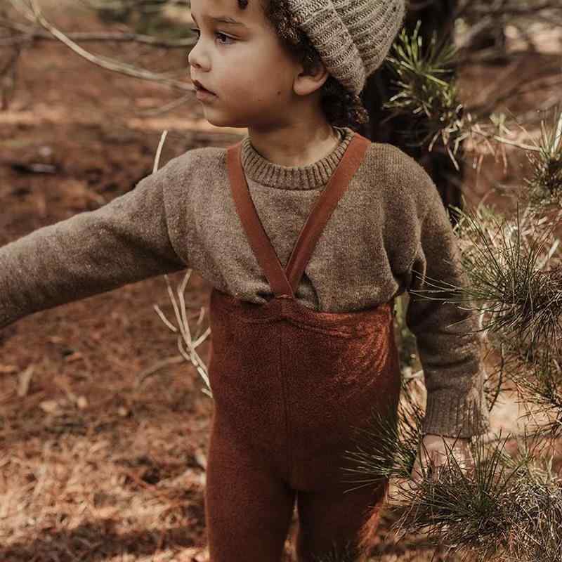 子供用パンツ ベビー キッズ 背当て付きパンツ 無地 あったか 快適 スリム 長ズボン 深咖色 ピーナッツ..