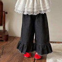 子供服 ジーンズ ガールズ 春夏 デニムパンツ 韓国風 ワイドレッグパンツ 女の子 女児 幼児 伸縮性 ウエストゴム 長ズボン 9分丈パンツ ブラック(x3)