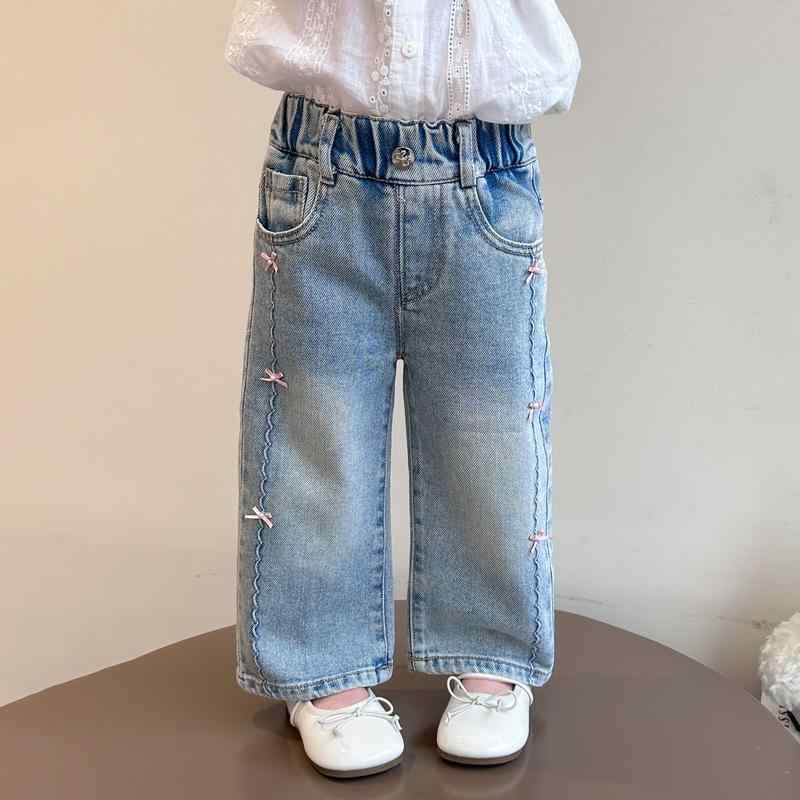 子供服 デニムパンツ ガールズ 女児 女の子 春秋 カジュアル ストレートパンツ ロングパンツ 90cm 100c..