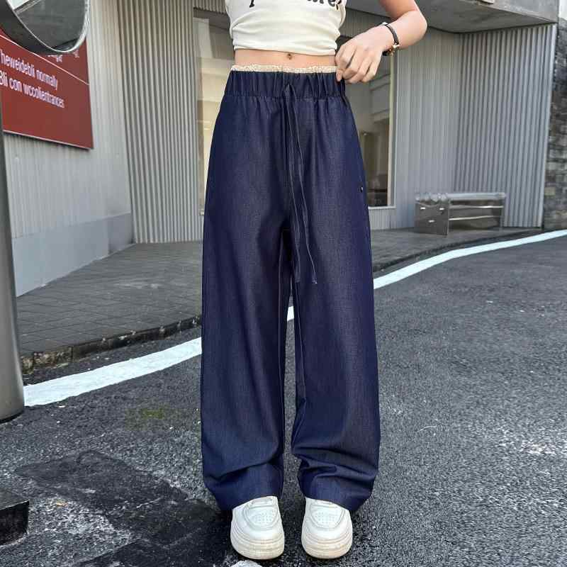 子供服 デニムパンツ ガールズ レーヨン カジュアルパンツ ストレートパンツ 女の子 女児 ジュニア B類..