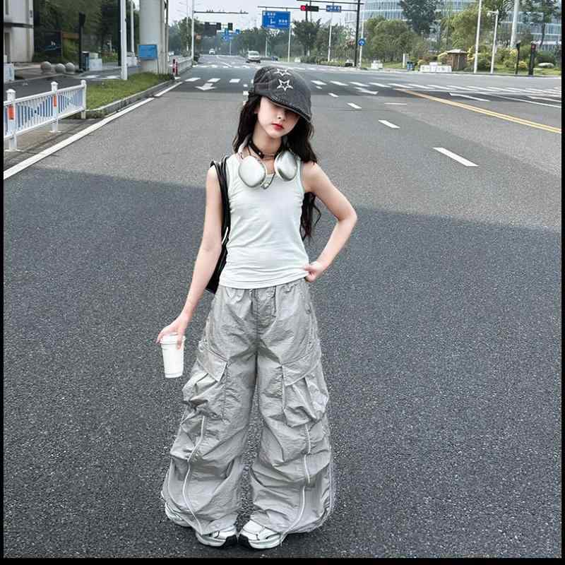 子供服 パンツ 女の子用 カーゴパンツ 速乾性 ロングパンツ 薄手 高学年 ダンス スポーツ カジュアル ..