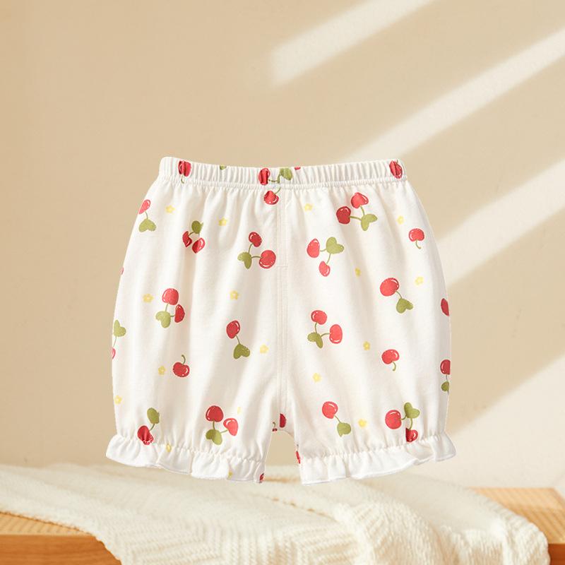 子供用パンツ ベビー 薄手 コットン 花柄 パンツ 夏服 女の子 カジュアルパンツ ブルマ 小さなチェリー 花柄 ストロベリー ピンク チェック カラフル ドット チューリップ 66cm 73cm 80cm 90cm 100cm 110cm 120cm