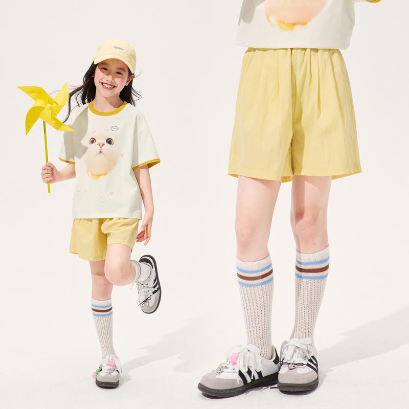 子供服 ショートパンツ ガールズ 女の子 カジュアルパンツ 無地 ポリエステル 接触冷感 短パン 中小学..