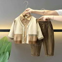 子供用セットアップ ニットカーディガン シャツ 3点セット 男の子 秋物 8歳以上向け 140cm以上向け グレー ベージュ アイボリー 新中式 小熊柄 ワイド...