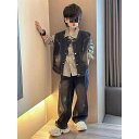 子供服 春秋 デニムベスト セットアップ 男の子 トップス シャツ パンツ 3点セット 中学生 高校生 再生繊維 130 140 150 160 170 180