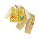 子供用スーツ 3点セット 男の子 シャツ ベスト パンツ 上下セット 綿 イエロー 80cm 90cm 100cm 110cm 120cm 130cm