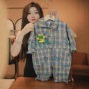 キッズ セットアップ 春秋 長袖 格子柄 シャツ パンツ 上下 2点 綿 ボーイズ ガールズ 幼児 園児 小学生 ブルー かわいい 普段着 部屋着