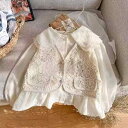 子供服 3点セット:襟付きシャツ & ベスト & デニムパンツ 春秋 女の子 女児 韓国風 100cm 110cm 120cm 130cm 140cm 150c...