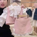 子供用セットアップ 女の子 小香風 馬甲 ベスト付きスカート 2点セット 3点セット 長袖シャツ コーデュロイ素材 90 100 110 120 130 140...
