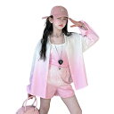 子供用セットアップ ガールズ 3点セット:長袖シャツ ショートパンツ 韓国風 かわいい グラデーションカラー 薄手 通園 普段着 120cm 130cm 140...